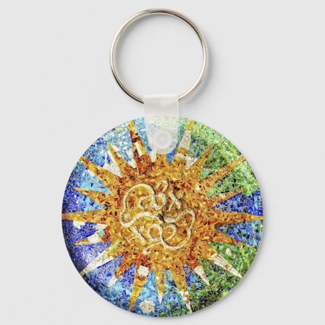 Park Guell mosaics Keychain Nyckelring (Framsida)