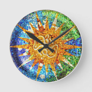 Park Guell mosaics Wall Clock Rund Klocka