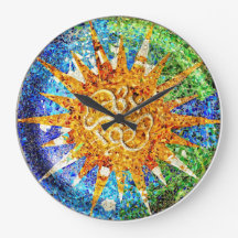 Park Guell mosaics Wall Clock