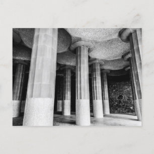 Park Güell of Antonio Gaudi in Barcelona bnw-foto Helg Vykort
