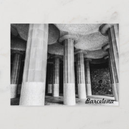 Park Güell of Antonio Gaudi in Barcelona bnw-foto Vykort
