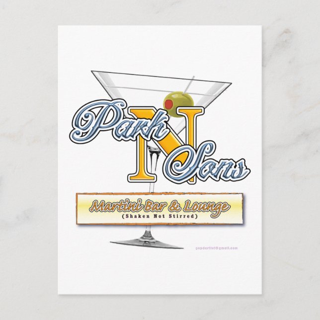 Park N Sons Martini Pub Humor Vykort (Framsida)