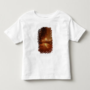 Park på en dimmig natt dekorerad för jul t shirt