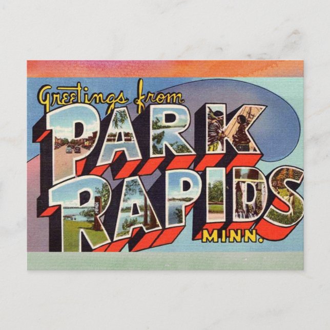 Park Rapids Minnesota Vintage resor vykort (Framsida)