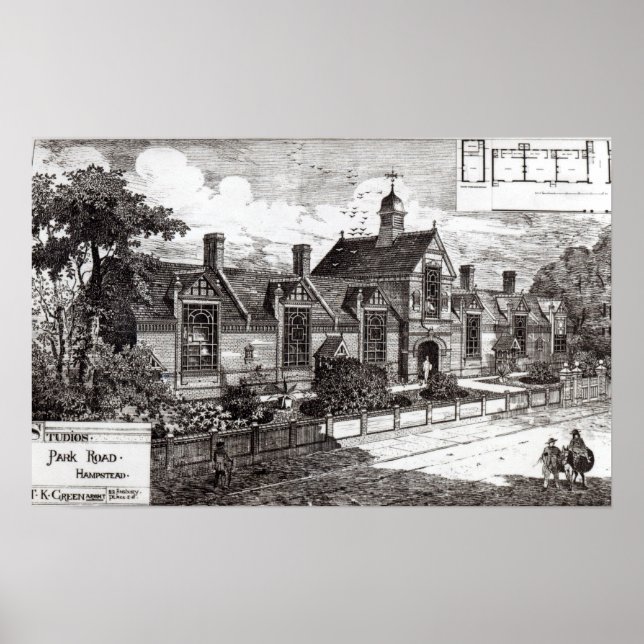 Park Road, Hampstead, från "The Byggnad News" Poster (Framsidan)