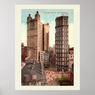 Park Row, St. Paul Byggnad NYC1915 Vintage Pos Poster