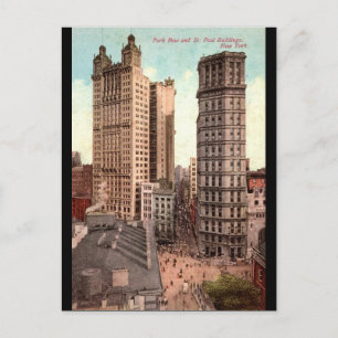 Park Row, St. Paul Byggnad NYC1915 Vintage Vykort