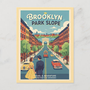 Park Slope Brooklyn NY 1950-tal Retro Resa Vykort
