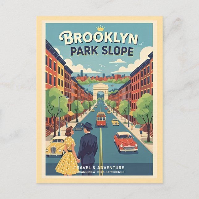 Park Slope Brooklyn NY 1950-tal Retro Resa Vykort (Framsida)