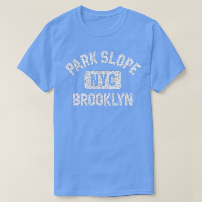 Park Slope Brooklyn NYC Gym Stil Distress White T Shirt (Design framsida)