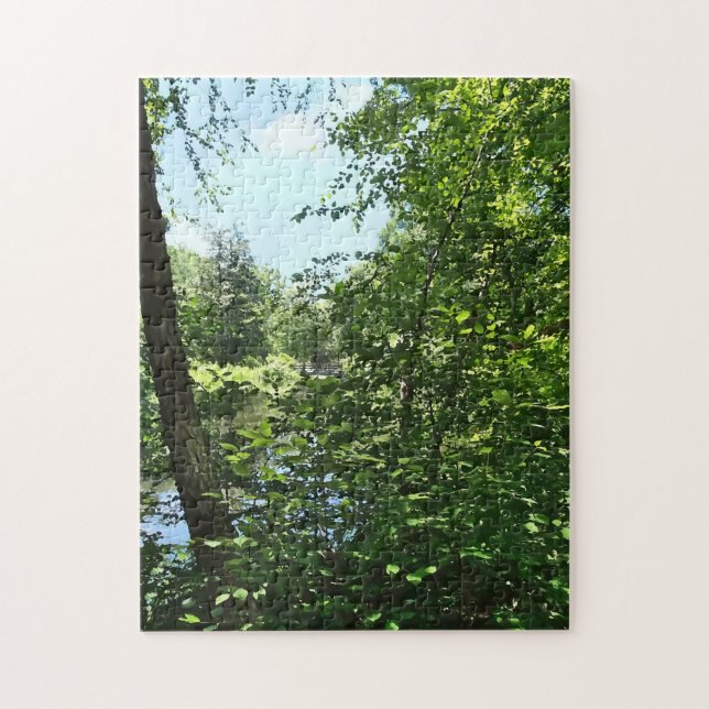 Park With Bridge in Avstånd Pussel (Vertikal)