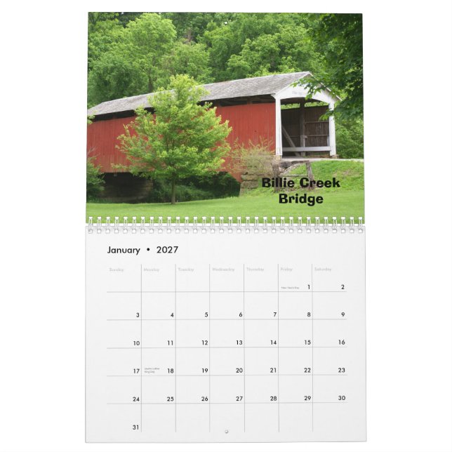 Parke County Indiana Kalender (Jan 2027)