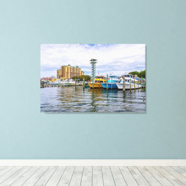 Parked Boats Destin Florida Harbour Canvas (Insitu (trägolv))