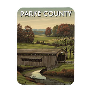 Parked County Indiana Överbyggd Bro Magnet