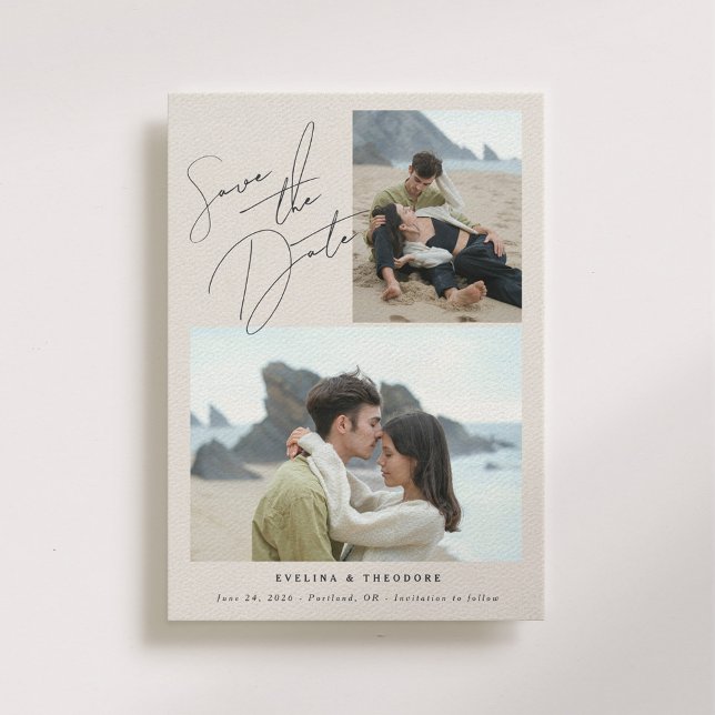 Parker 2-foto Modern Bröllop spara datum Spara Datumet (Skapare uppladdad)