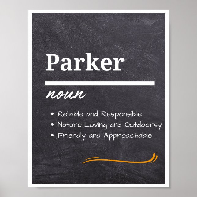 Parker, Boy Personlig Namn Definition Poster (Framsidan)