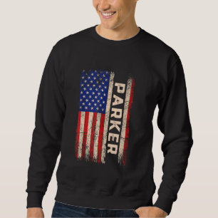 Parker Efternamn Shirt Parker Namn American Flagga Lång Ärmad Tröja