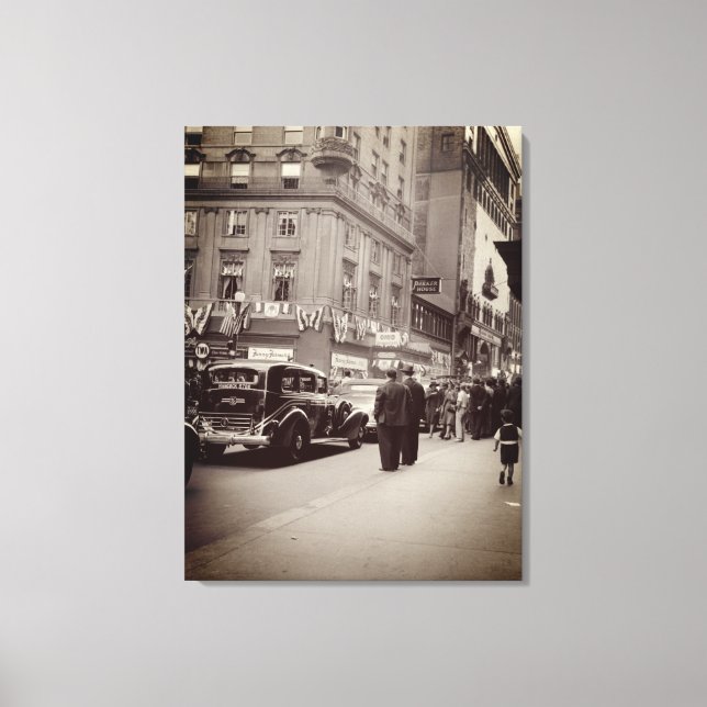Parker House Hotel Boston 1930's Street Scene Car Canvastryck (Framsida)