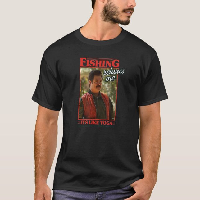 Parker och rekreation Ron Swanson Fiskerelaxlar T Shirt (Framsida)