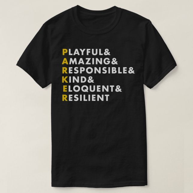 Parker Personlig Namn Gift T Shirt (Design framsida)