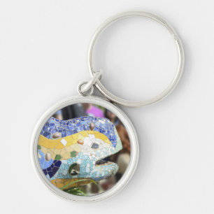 Parkera den Guell draken Keychain Rund Silverfärgad Nyckelring