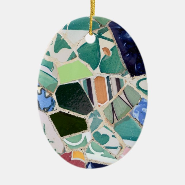 Parkera den ovala prydnaden för Guell mosaik Julgransprydnad Keramik (Framsidan)