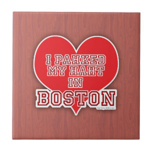 Parkera ditt hjärta i Boston Roligt Accent Motto Kakelplatta