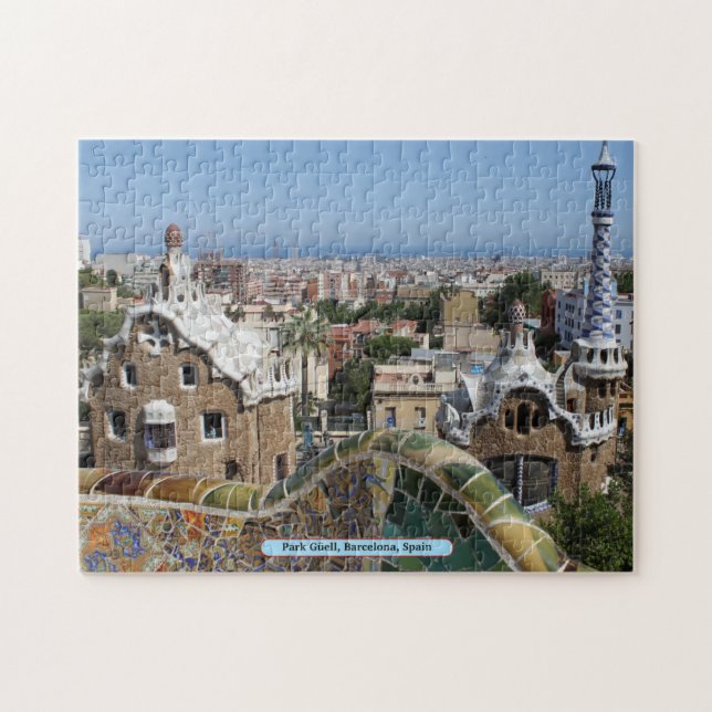 Parkera Güell, Barcelona, Spanien Pussel (Horisontell)