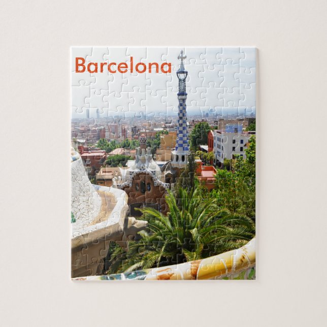 Parkera Guell i Barcelona, Spanien Pussel (Vertikal)