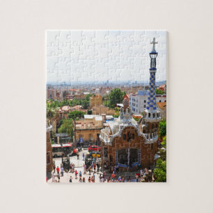 Parkera Guell i Barcelona, Spanien Pussel