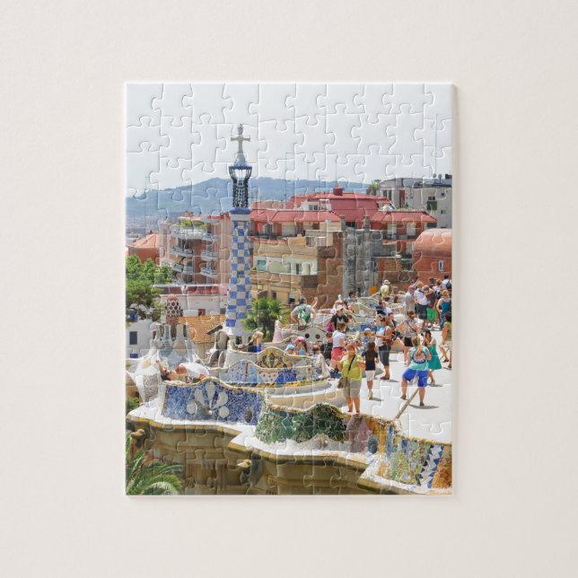 Parkera Guell i Barcelona, Spanien Pussel (Vertikal)