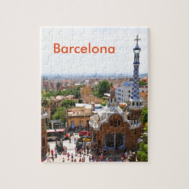 Parkera Guell i Barcelona, Spanien Pussel (Vertikal)