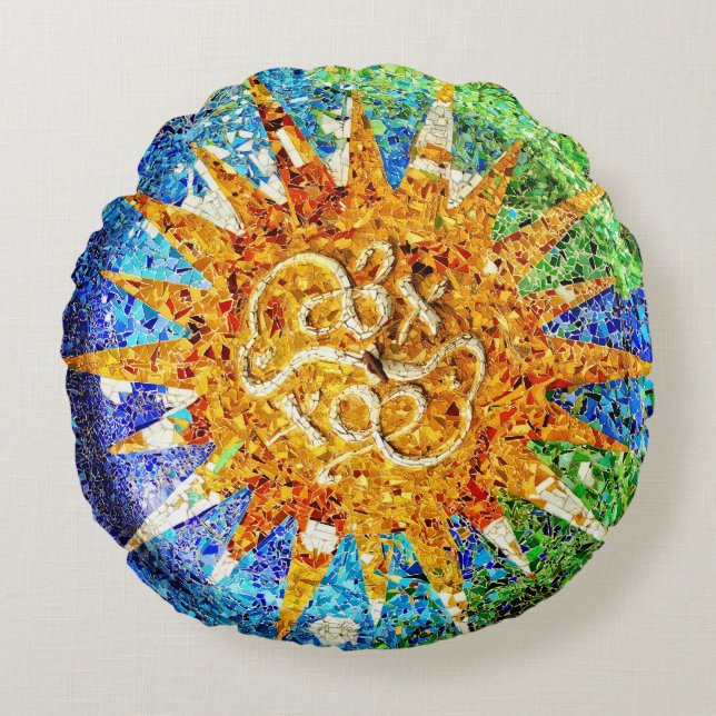 Parkera Guell mosaik Rund Kudde (Framsidan)