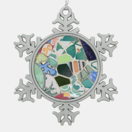 Parkera Guell mosaik Snöflinga Pewter Julgransprydnad