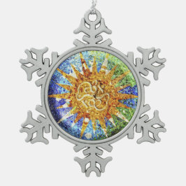 Parkera Guell mosaik Snöflinga Pewter Julgransprydnad