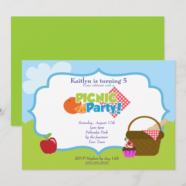 Parkera picknickpartyet inbjudningar (Fram/baksida)