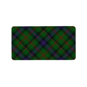 Parkera tartan grönt blue plaid adressetikett