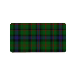 Parkera tartan grönt blue plaid adressetikett