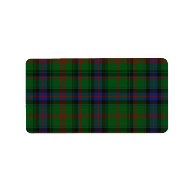 Parkera tartan grönt blue plaid adressetikett (Framsidan)