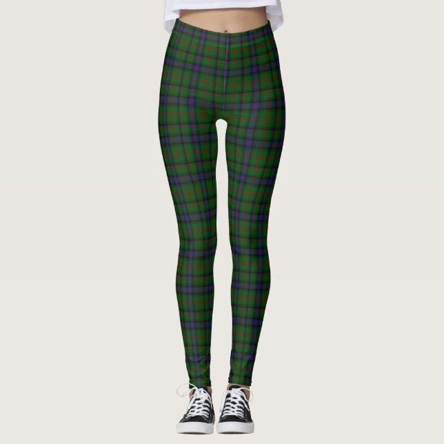 Parkera tartan grönt blue plaid leggings (Framsida)