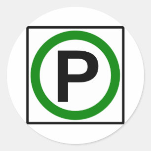 Parkera tillåten vägmarkering runt klistermärke