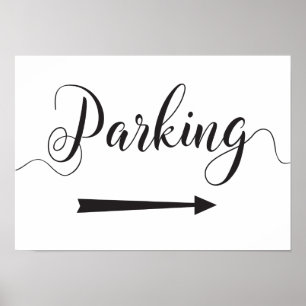 Parkeringsanvisningar - Höger Pil för Bröllop Poster