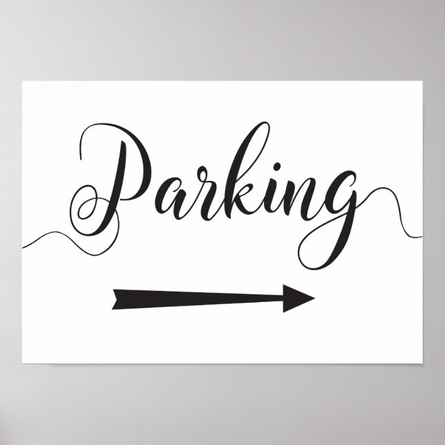 Parkeringsanvisningar - Höger Pil för Bröllop Poster (Framsidan)