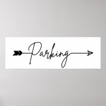 Parkeringsriktningstecken lämnat, party-pil Poster