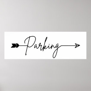 Parkeringsriktningstecken lämnat, party-pil Poster