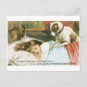 Parkers Ginger Tonic Sleeping Girl med Hund Vykort