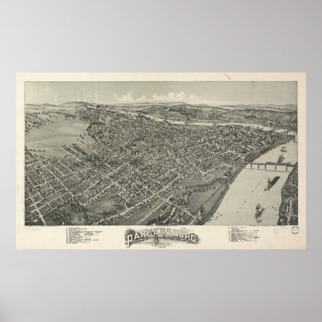Parkersburg W. Virginia 1899 Antique Panoramic Kar Poster (Framsidan)