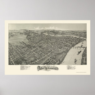 Parkersburg, WV Panoramic Karta - 1899 Poster