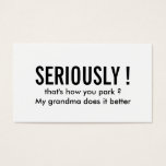 Parking Funny Simple Black Visitkort<br><div class="desc">Parking Funny Simple Black</div>