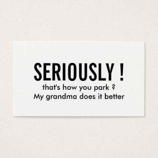 Parking Funny Simple Black Visitkort